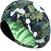 ABAMERICA Bouffant Caps with Button and Sweatband, Adjustable Scrub Caps for Women Men, One Size Multi Color