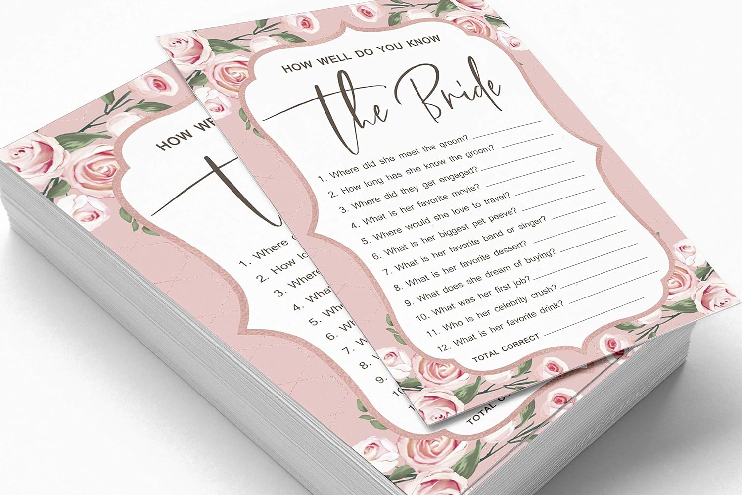 Inkdotpot 50-Pack Floral bridal gown How Well Do You Know The Bride Bridal Shower Bachelorette Party Game Who Know The Bride Best Activity Cards - Image 4