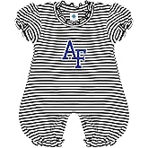Creative Knitwear College Baby Striped Puff Sleeve Romper - Team Logo, Many Colors, for Girls (Newborn-12 Months)
