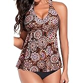 Women's Halter Tankini Tops - 2025 Flow Swim Tops V-Neck Bathing Suit Loose Fit No Bottom