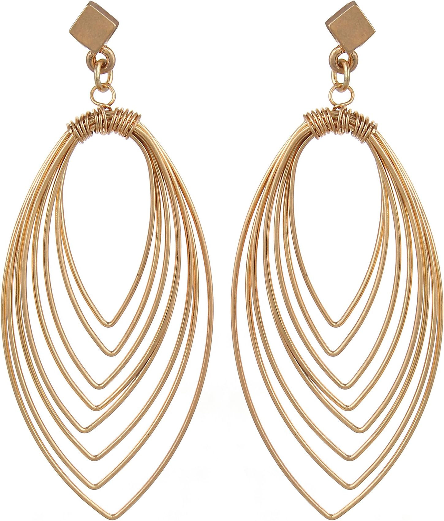 Fayon Fashion Statement Golden Geometric Leaf Dangler Earrings