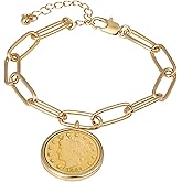 American Coin Treasures Liberty Nickel Gold-Layered Coin Elongated Link Bracelet | Goldtone Clip Style | 7 Inch 3 Inch Extender with Lobster Claw Clasp | Certificate of Authenticity