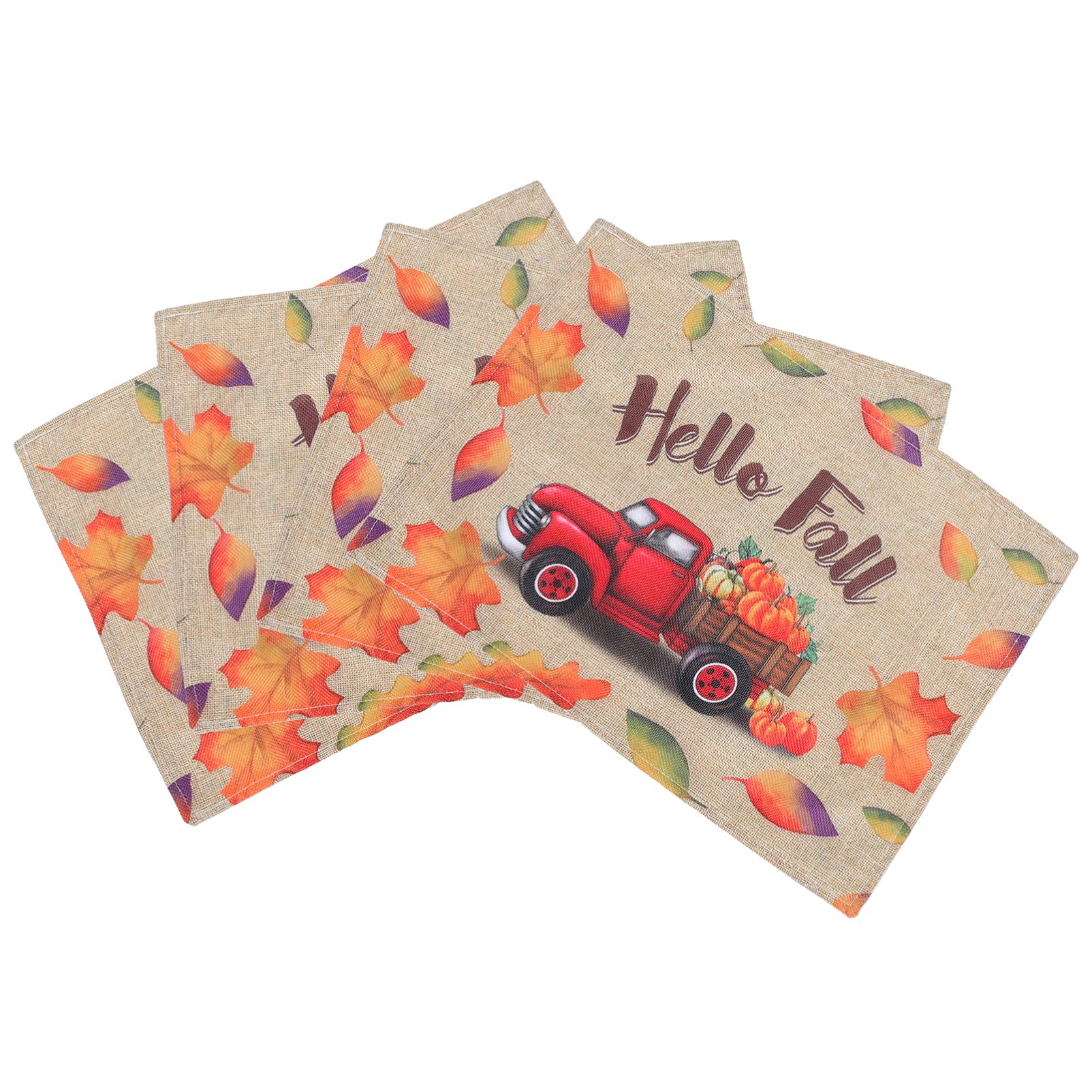 PRETYZOOM 4pcs Autumn Decorative Placemat Placemats Thanksgiving Harvest Placemats Maple Burlap Table Mat for Dining Table Kitchen Mats