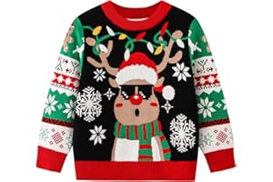 Geoyune Kids Ugly Christmas Sweater Girls Boys Funny Holiday Pullover Knitwear for Aged 2-8