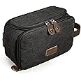 Gonex Travel Toiletry Bag for Men, Water Resistant Canvas Wide Open Dopp Kit with Wet Dry Compartment, Travel Essentials Toiletries Organizer Shaving Bag, Dark Grey