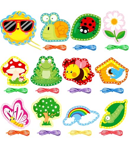 9 Tarjetas De Cordones Para Niños, Set Didáctico De Costura | Cuotas