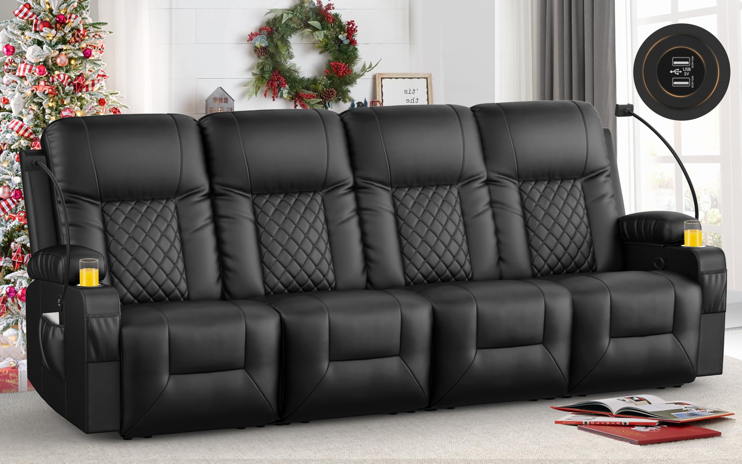 FURNIMAT Oversized Recliner Sofa, Reclining Sofa 4