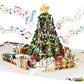 Venhoo Pop Up Christmas Cards with Light and Music, Christmas Tree Design, Handmade 3D Popup Musical Greeting Card for Christ