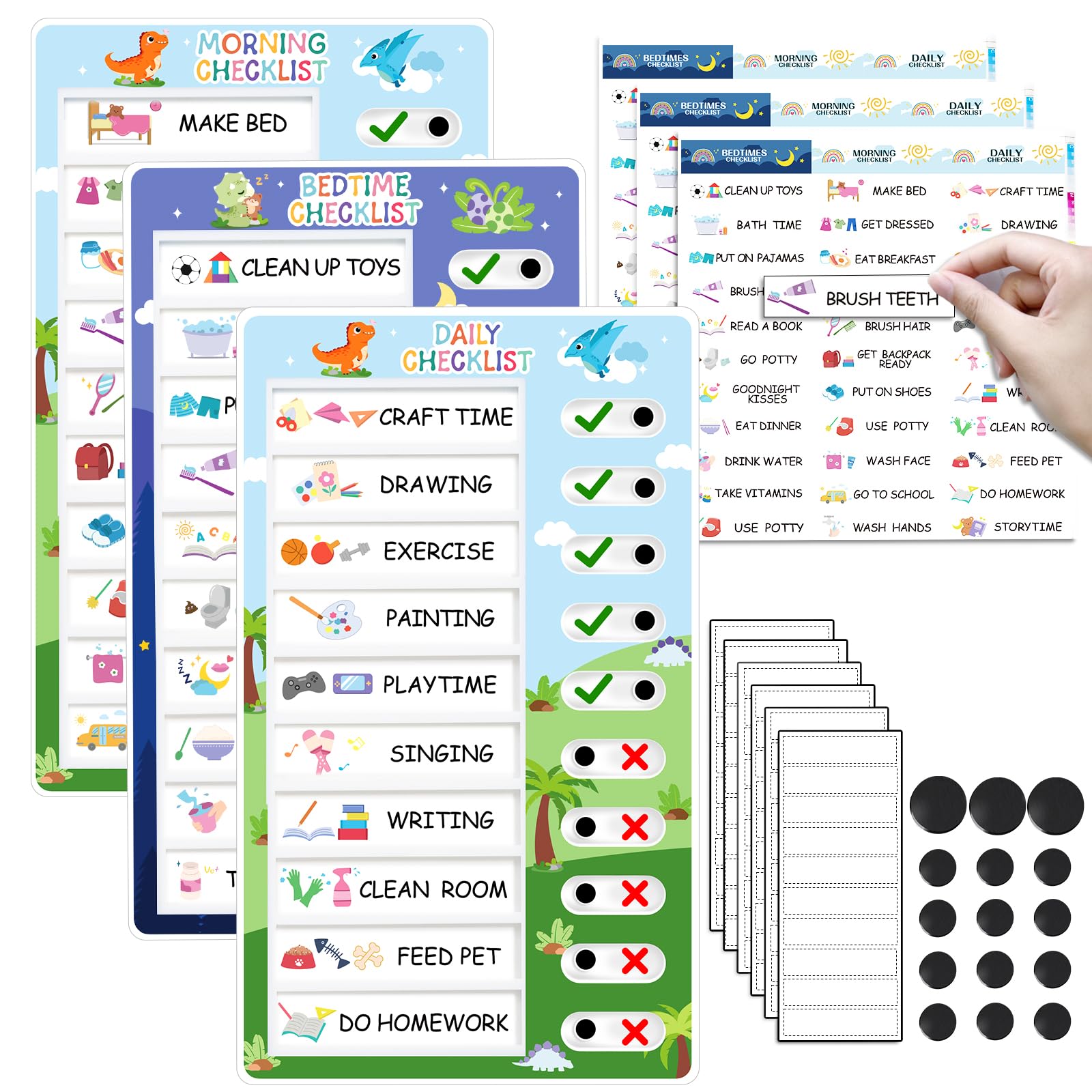 Mua 3 in 1 Bedtime/Morning/Daily Chore Chart for Kids, Magnetic Routine ...