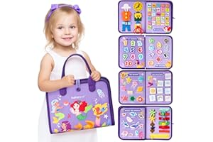 hahaland Busy Board Montessori Toys - 3 Year Old Girl Gifts Bithday Gift Ideas - 8 in 1 Preschool Learning Activities - Christmas Toddler Stocking Stuffers Gifts