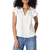 Amazon Essentials Women's Relaxed-Fit Cotton Sateen Flutter Sleeve Blouse