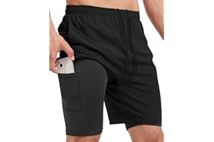 SPONEED Men's 2-in-1 Athletic Running Shorts 7" Dry Fit Workout Gym Outdoor Sports Wear with Multiple Pockets Training Short