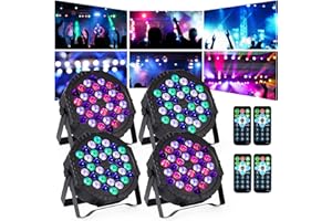 DJBOOMY Stage DJ Par Lights for Party: 36 RGB LED Uplighting Stage Light with Sound Activated Remote DMX Control - Uplights Disco Lights for Parties Events Club Dance Stage Lighting