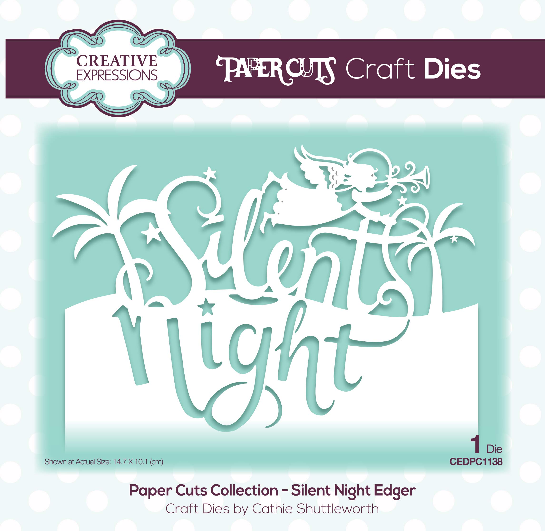 Creative Expressions Paper Cuts Edger-Silent Night-Craft Die, Metal, Size 14.7 x 10.1 cm, CEDPC1138