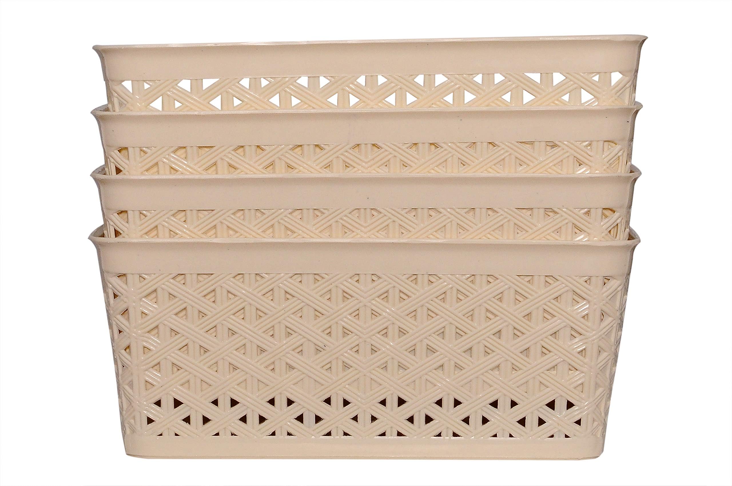 Xllent® Ivory Basket Set of 4 [Storage Basket] Multipurpose Use - Toys/Makeup Kit/Fruit & Vegetable Basket etc. (Same Size - 27cm * 20cm * 11cm)