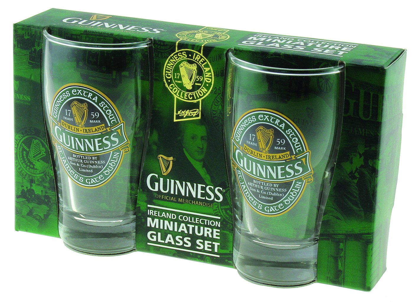 Guinness Green Collection Mini Pint Glass, Set of 2 - Shot Glass Size