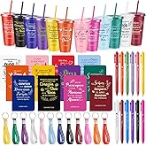 Hollowfly 12 Set Spanish Christian Gifts Bulk for Women Religious Gifts Cups with Bible Verse Plastic Tumblers with Pens Notebooks and Silicone Keychains for Church Volunteers Prayers(Colorful)