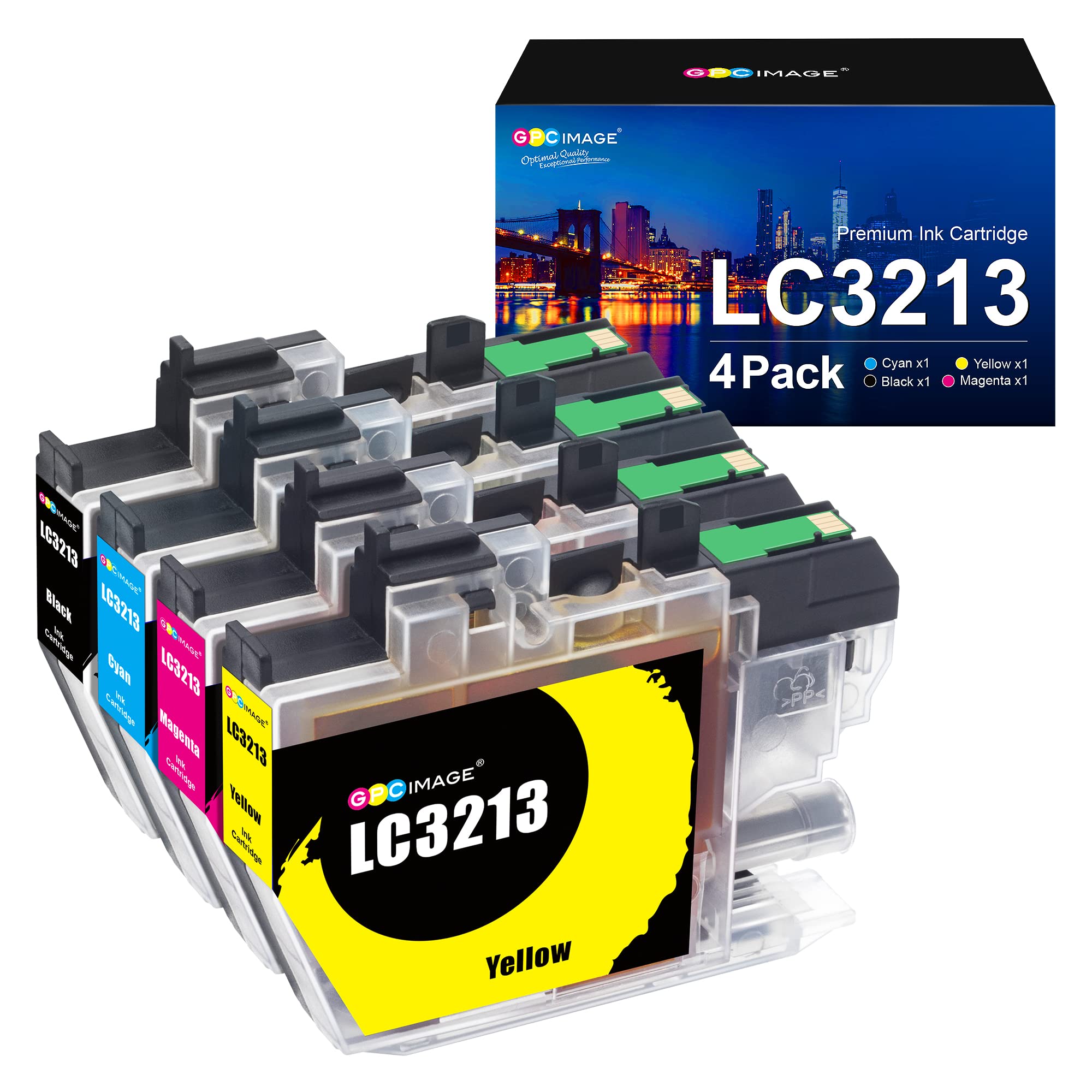 GPC Image LC3213 Ink Cartridges Compatible for Brother LC3213 LC3211 Ink Cartridges Set for Brother DCP-J572DW DCP-J772DW DCP-J774DW DCP-J770 MFC-J895DW MFC-J890DW MFC-J497DW (BK/C/M/Y, 4 Pack)