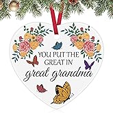 Great Grandma Gifts Christmas Ornament Grandma Gifts from Grandson Granddaughter First Time New Grandmas Gift Ceramic Ornament Christmas Mother's Day Birthday Gift for Great Grandmother