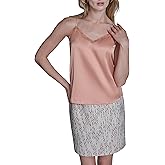 BCBG Womens Sleeveless Strappy Cami Lace Trim Woven Blouse