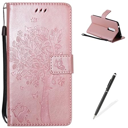 For ZTE AXON 7 Hülle,Premium PU Leder und Brieftasche Fall Bunte Muster Embossed flower Pattern mit [Magnetverschluss] [Stand
