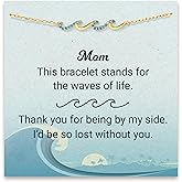 STORYJEWELLERY Mom Gifts, Mom Bracelets for Women, Valentines Day Birthday Gifts for Moms, Wave Bracelets for Mother, Moms Jewelry, Mothers Day Presents