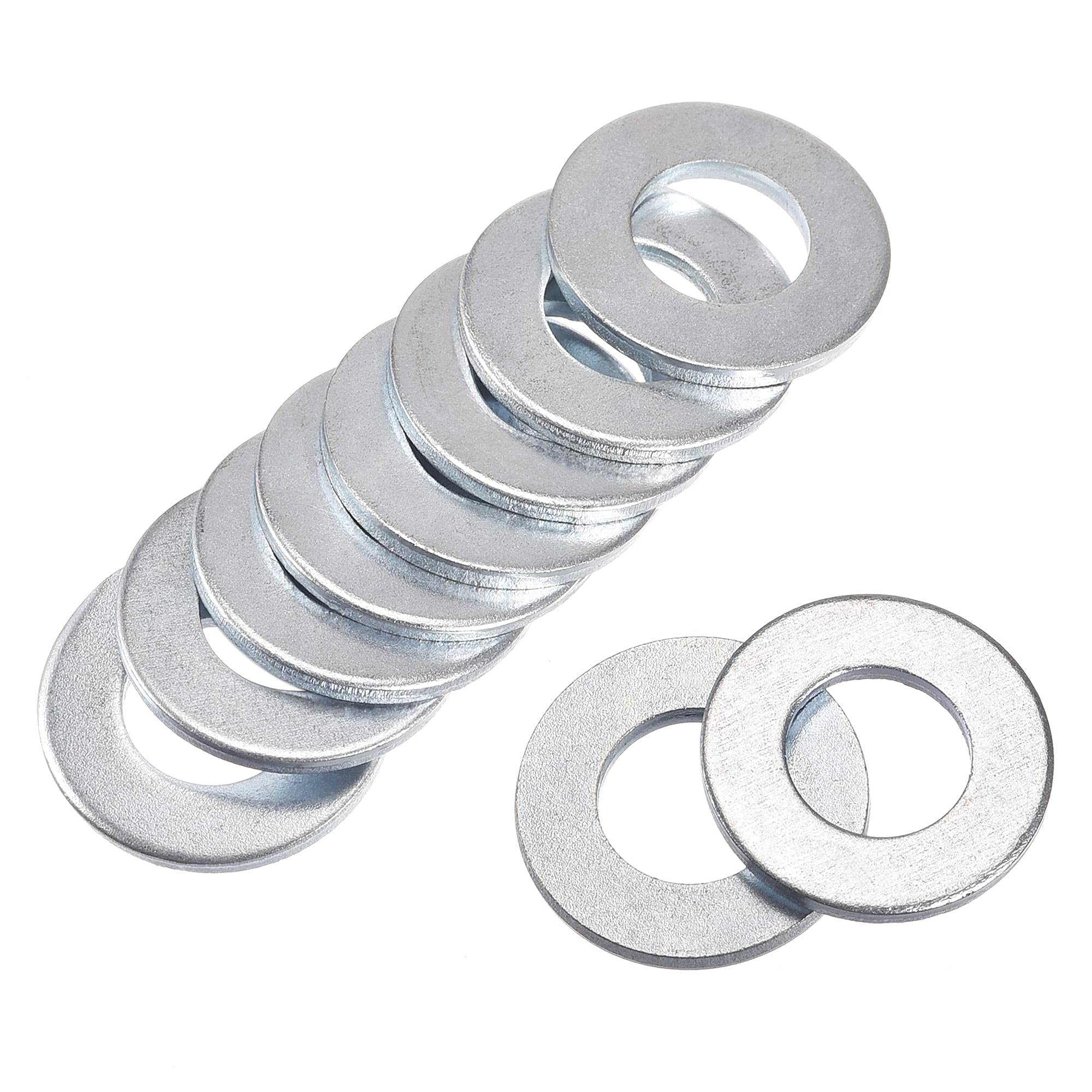 sourcing map 24mm x 12mm x 2mm Carbon Steel Flat Washer for Screw Bolt 50Pcs