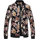 HENGAO Men's Stylish Floral Bomber Jacket
