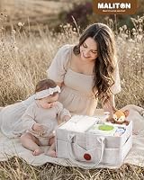 Maliton Nappy Caddy Newborn Essentials Detachable Dividers White 16x10x7 view 7