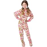 BIG FEET PAJAMA CO. Pink Camo One Piece Girls Youth Kids Footed Onesie Fleece Footie Pajamas