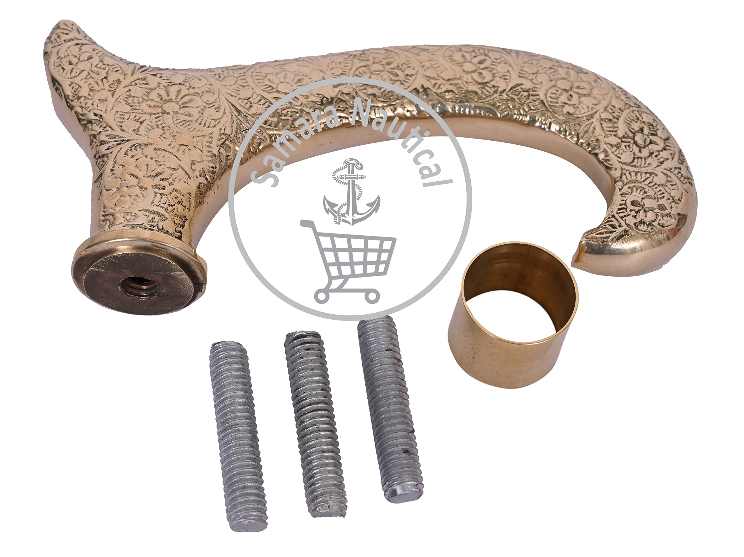 Samara Nautical Derby Canes and Walking Sticks with Brass Handle - Affordable Gift Wooden Decorative Walking Cane Fashion Statement for Men/Women/Seniors