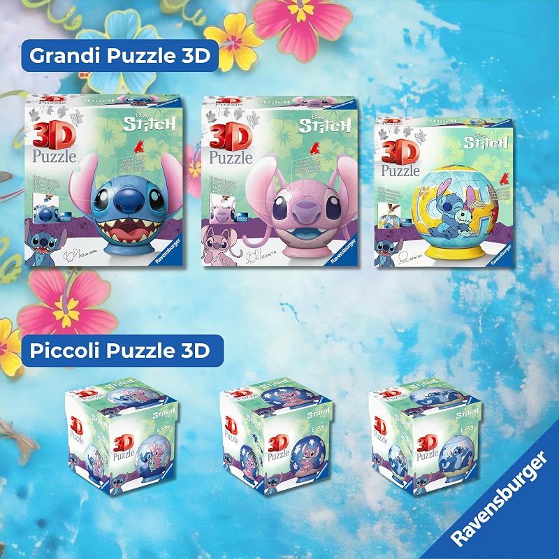 - Puzzle 3D Stitch con orecchie 77 pezzi, Puzzle 6+ anni