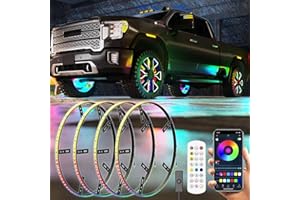 SUNPIE Wheel Lights for Truck - 17inch Wheel Light for Car/SUV - RGB Multi Color Rim Lights for Trucks with Sequential and APP Control for All Vehicle with 22inch and 22 inch Tire Rims, DC 12V