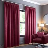 Fusion Wine Red Curtains W90 x L90 100% Cotton Thermal & Blackout 2 Panels