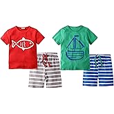 BIBNice Toddler Boy Summer Clothes Outfits Kids Cotton Short Sleeve Shirt Shorts Set 2-7 Years