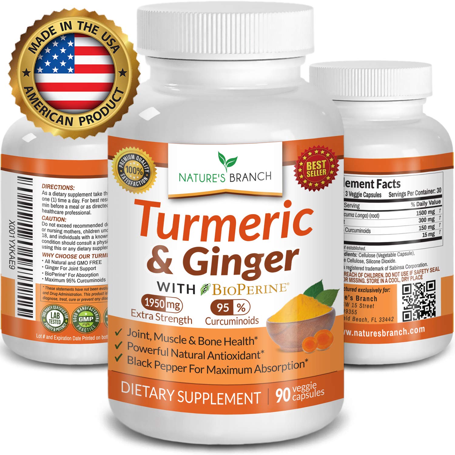 Nature's Branch Extra Strength Turmeric Curcumin w/ Ginger BioPerine