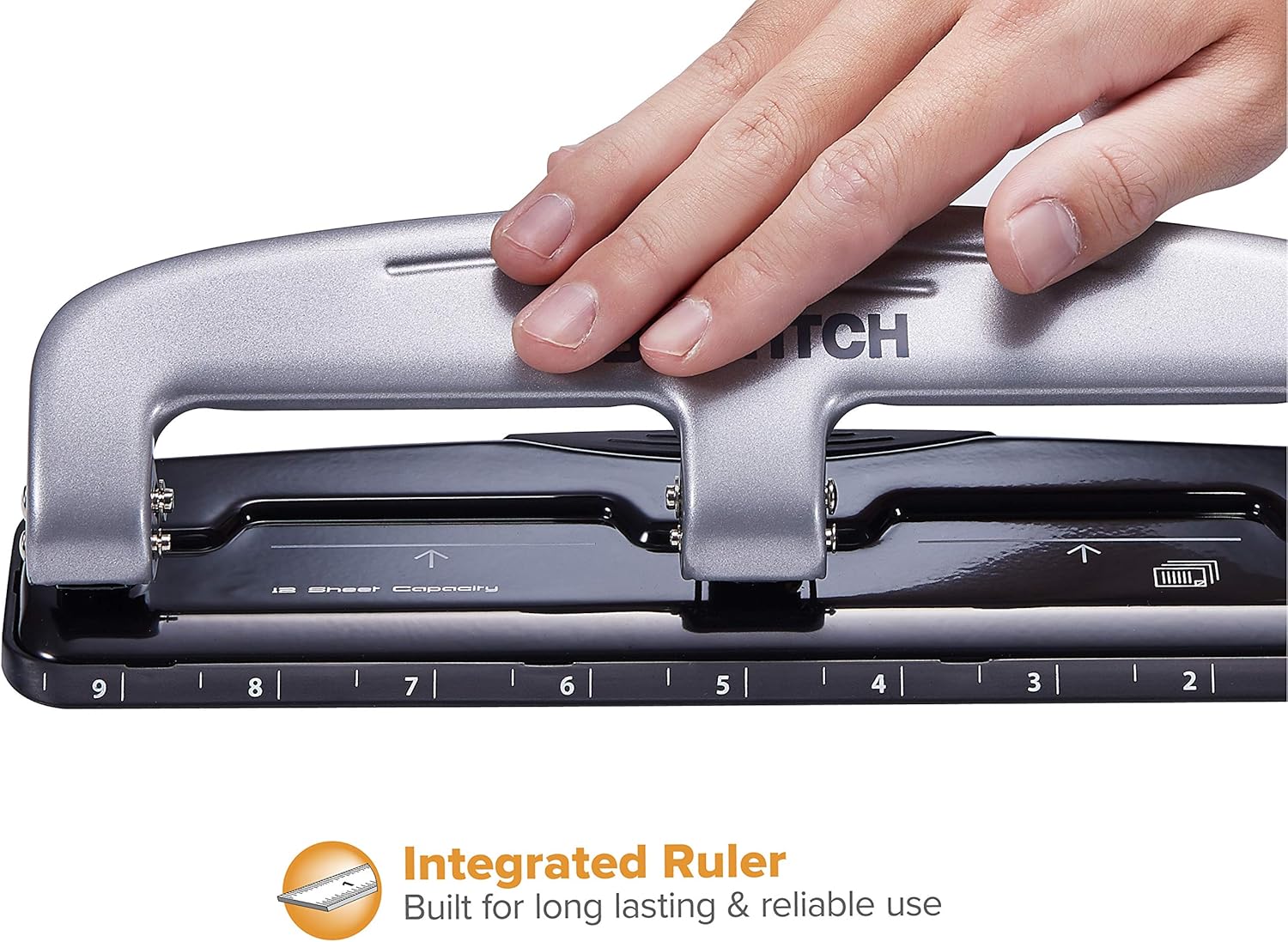 PaperPro inPRESS 12 Reduced Effort Three-Hole Punch, Silver/Black (2101) : Office Products