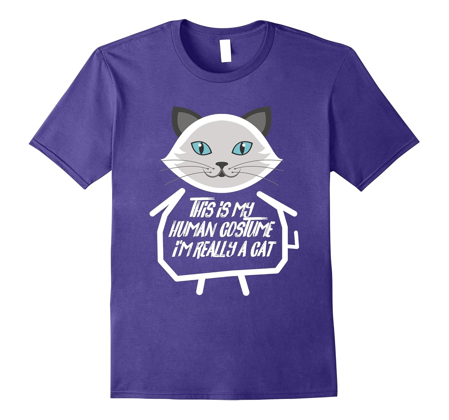 This Is My Human Costume I'm Really A Cat Halloween T-Shirt-ANZ