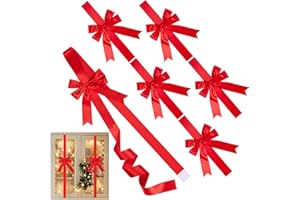SIMISI RIBBON 6 Pcs Red Christmas Cabinet Door Bows Ribbons Large Bow for Fireplace Door Chinese New Year Spring Festival Holidays Wrapping Decor