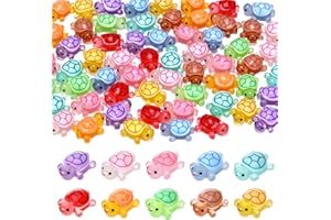 Guiqulai 60 Pcs Mini Turtles Glow in The Dark, Mini Resin Animals Sea Animals Figurines for Kids - 10 Vibrant Colors Tiny Tur