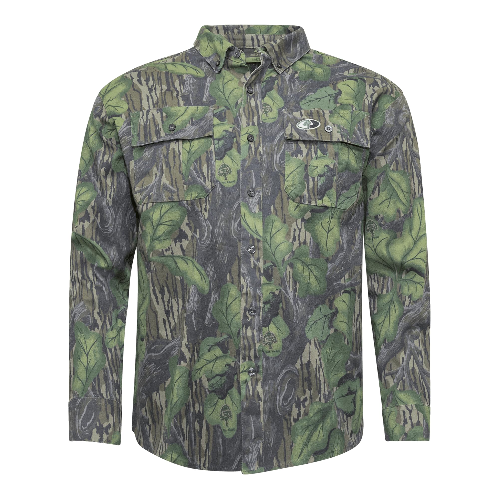 Mossy Oak Men's Long Sleeve Camo Hunting Shirts Cotton Mill, Full Foliage, 3X-Large Image