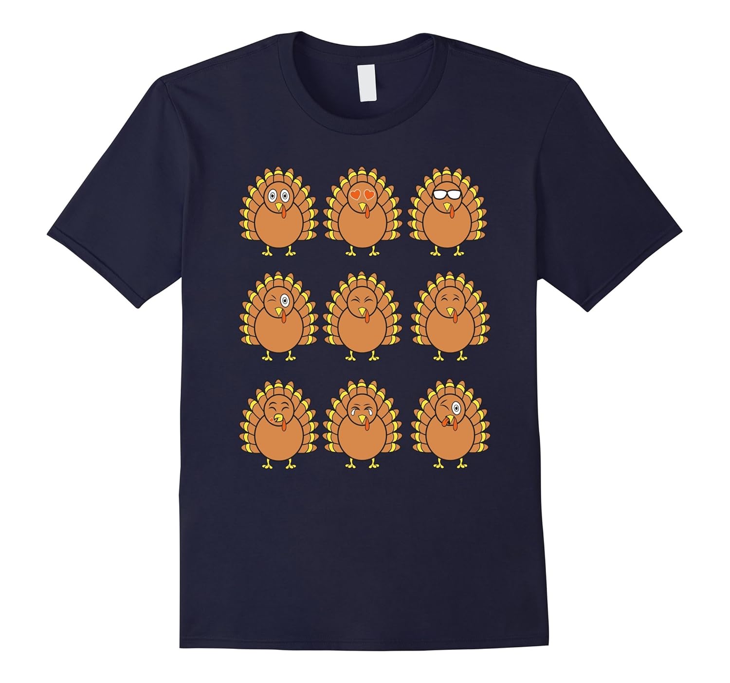 Turkey Emoji Thanksgiving Day T-shirt-ANZ