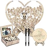 OUHT Wedding Heart Guest Book Alternative,Rustic Guest Book Dropbox,100 Wooden Hearts for Wedding Reception,Personalized Engagement Guestbook Reception for Christmas, Valentine's Day