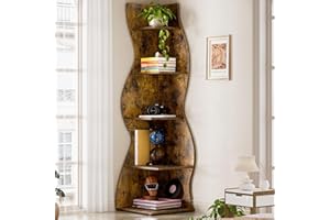 YWLVLI Corner Shelf, Modern 5-Tier Wall Corner Bookshelf, Stylish Corner Small Bookcase Storage Rack Plant Stand with Unique 