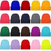 JaGely 20 Pcs Knit Cuffed Beanies Bulk Cold Weather Warm Skull Caps Cozy Unisex Ski Hat Stocking Gifts for Men or Women, 20 Colors Multicolor, One Size