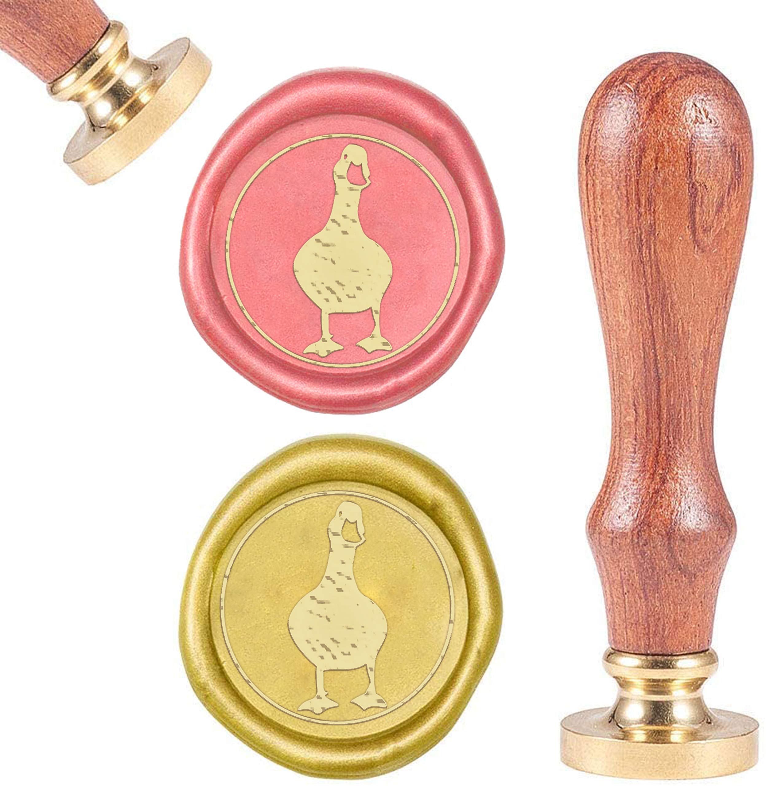 CRASPIRE Wax Seal Stamp Duck, Sealing Wax Stamps Animal Retro Wood Stamp Wax Seal 25mm Removable Brass Seal Wood Handle for Envelopes Invitations Wedding Embellishment Bottle Decoration