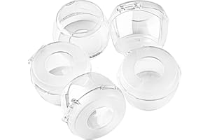 HIPPIE HYPE Gas Stove Safety Knob Covers, Baby Proof Stove Oven Locks, Universal Kids Proof Stove Guard, Clear, Large Size - Pack of 5