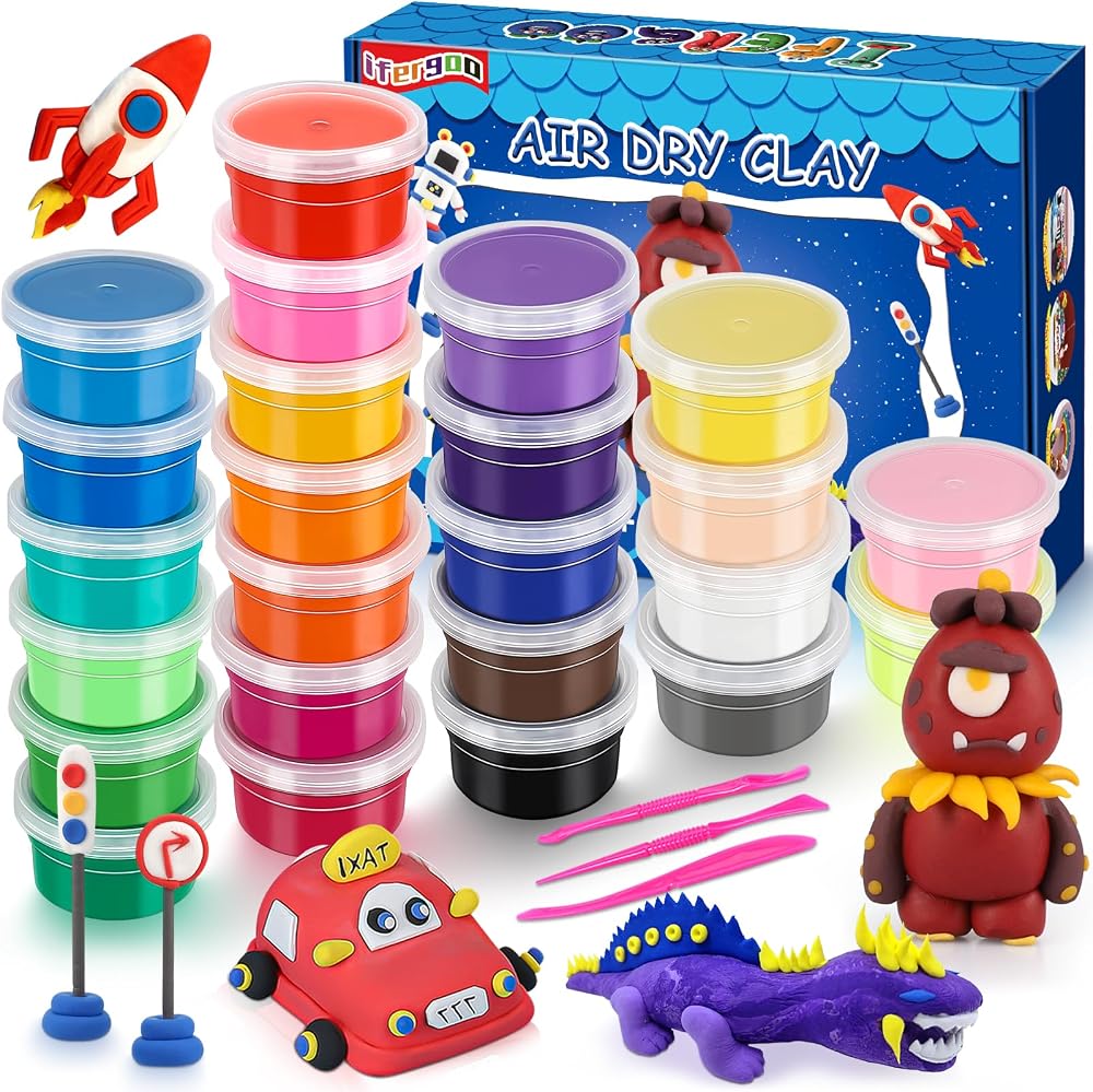 iFergoo Air Dry Clay 24 Colors Modelling Clay with Tools