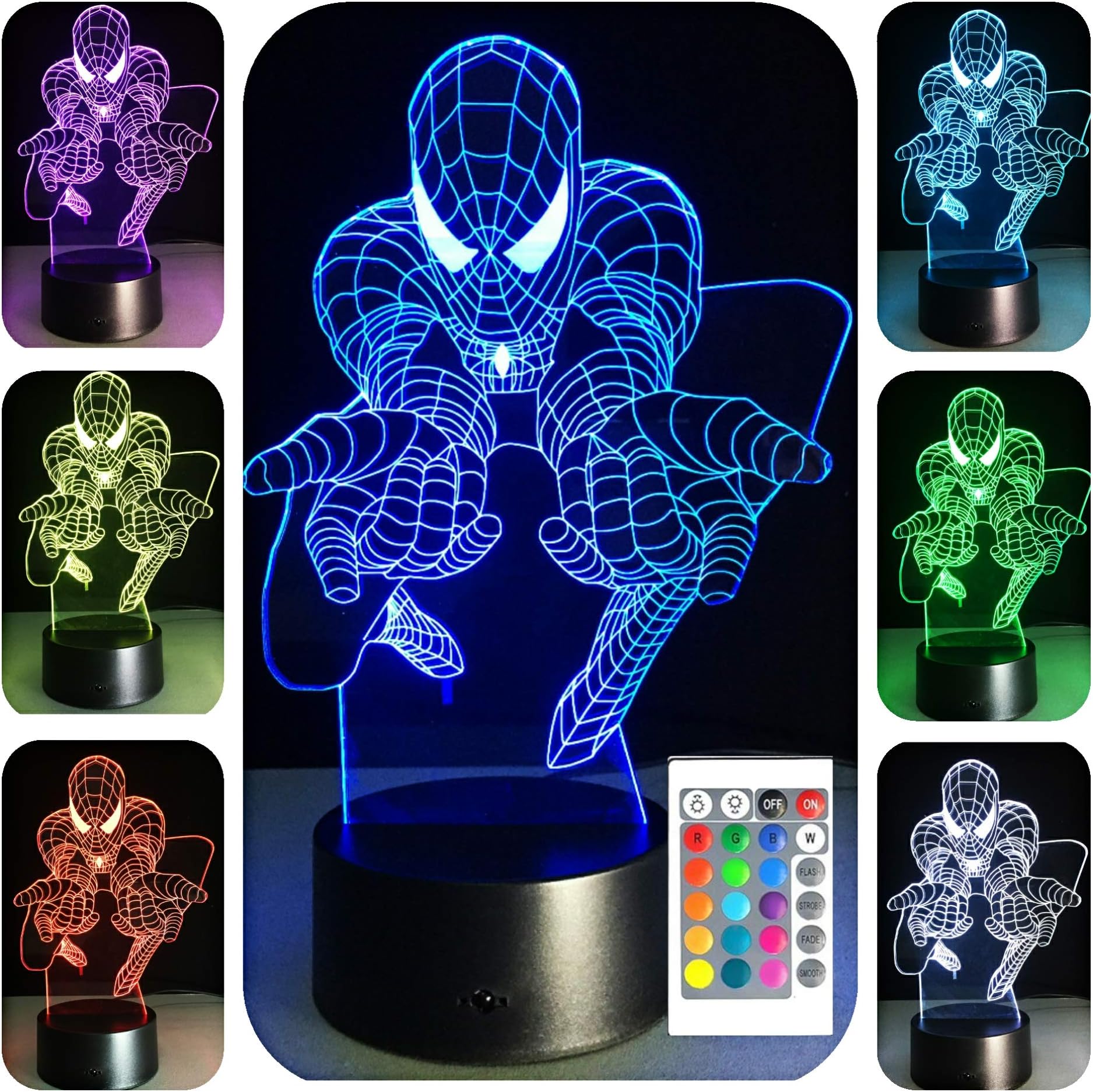 SerkyHome 3D Illusion Night Light for Kids 7 Colors with Remote-Led Table Lamp-Superhero Toy for 3 4 5 6 7 8 9 Year Old Boy Gifts