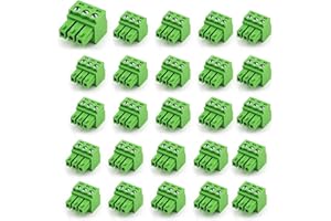 XUGERIP 20 PCS 3 Pin 3.5mm Pitch PCB Screw Terminal Block Connector, Male Plug for 28-16AWG,Pluggable Quick Connector-3 Pole